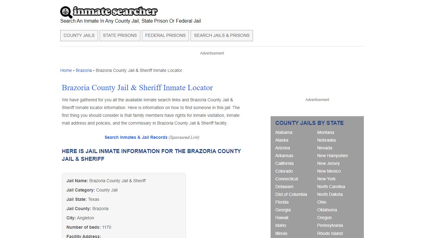 Brazoria County Jail & Sheriff Inmate Locator - Inmate Searcher
